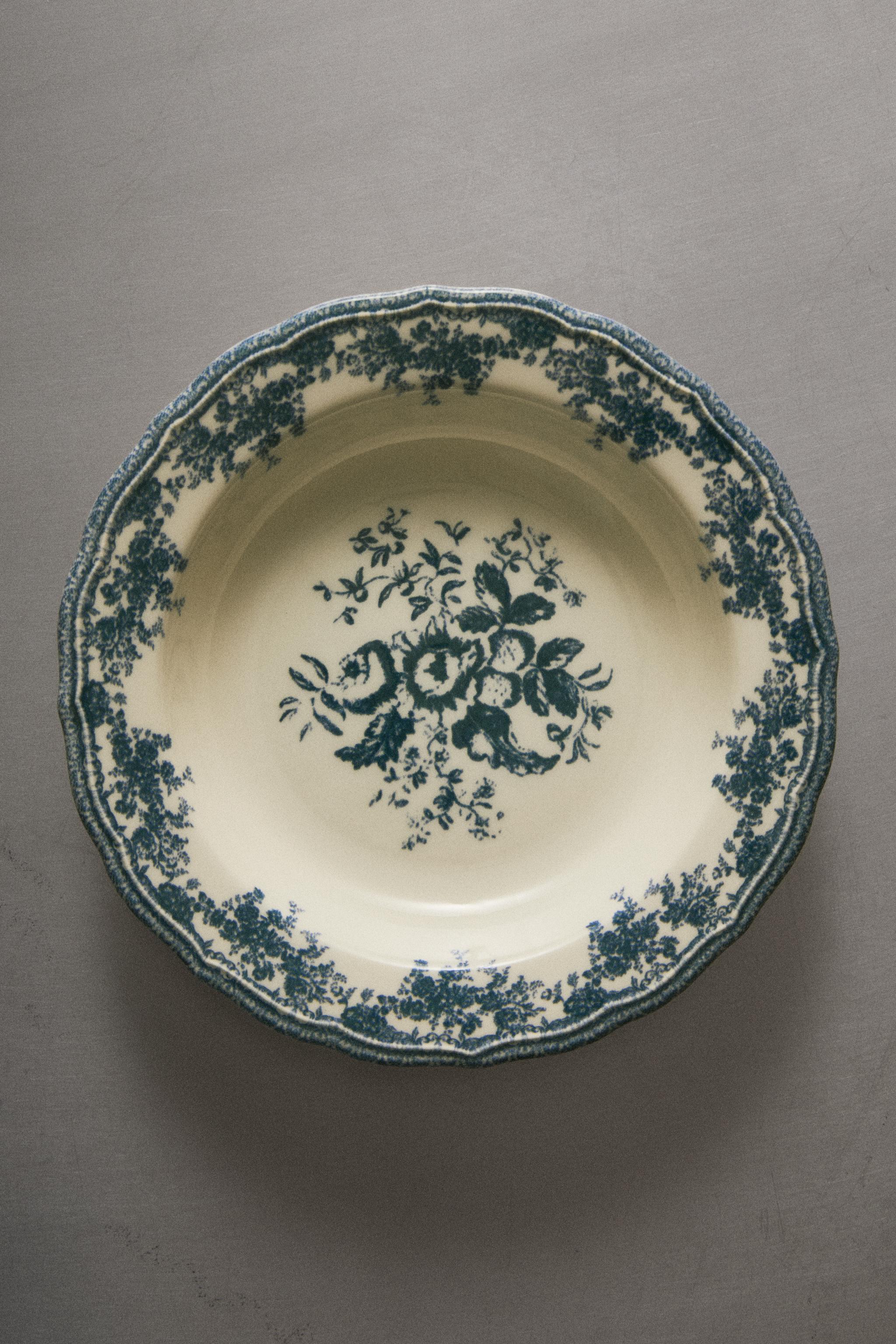 FLORAL EARTHENWARE SOUP PLATE